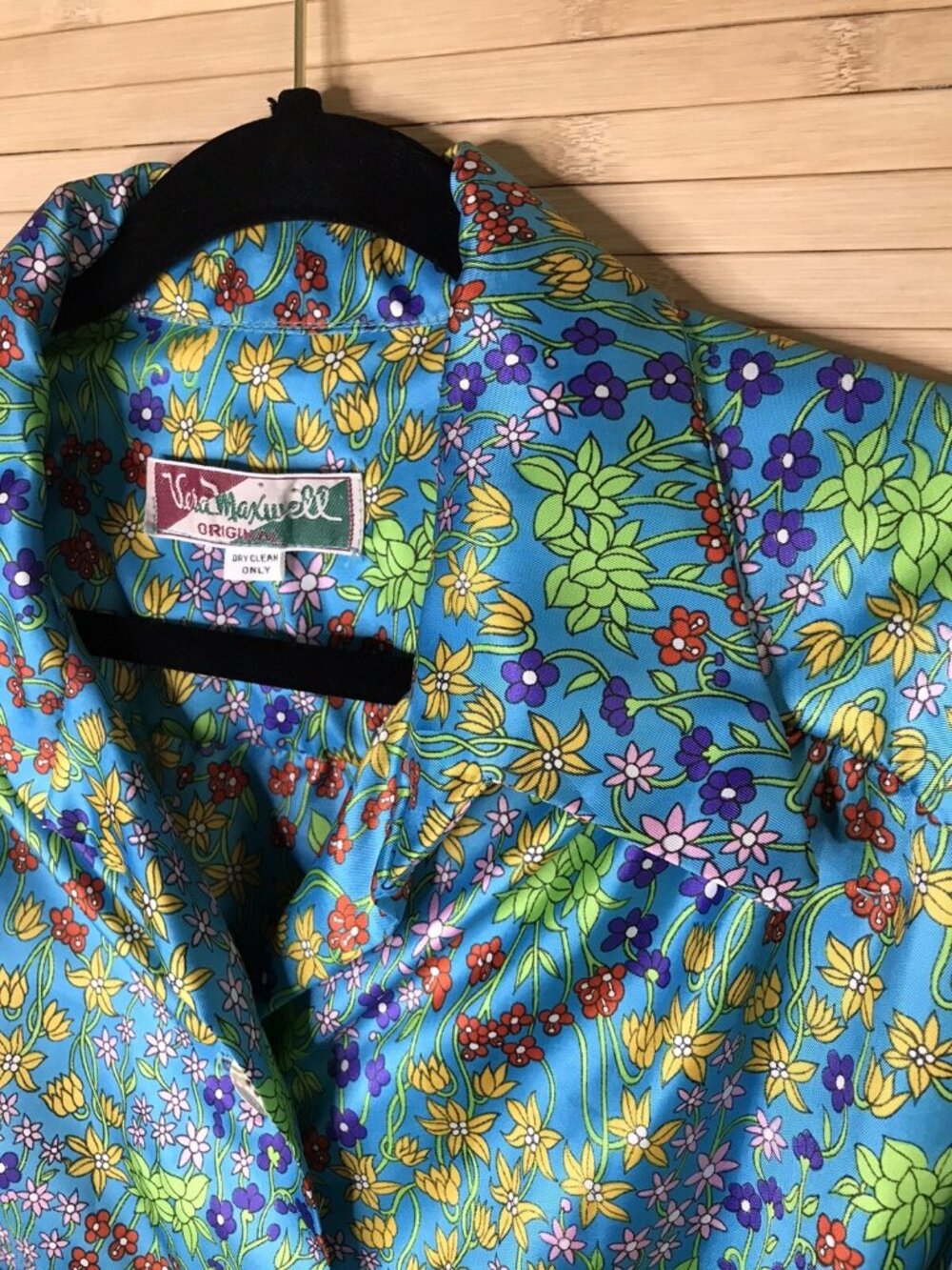 Vintage Vera Maxwell Mid Century Silky button down tie waist Shirt Dress sz L XL - Picture 4 of 6